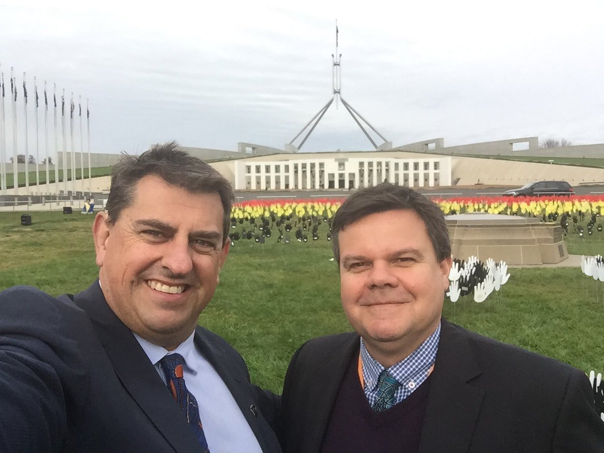 CEO Damian Griffis and Dr Scott Avery outside Parliament House Canberra