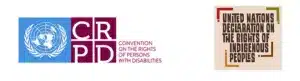 UNCRPD logo and UN Declaration on Indigenous Rights logo