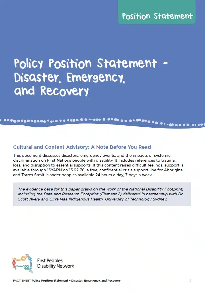 Policy Position Statement - Disaster, Emergency, and Recovery