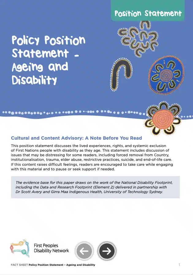 202606 FPDN Position Statement - Ageing and Disability
